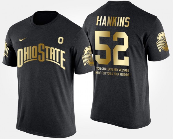 Ohio State Buckeyes Johnathan Hankins Men's #52 Limited Gold With Message Short Sleeve Black College Football T-Shirt 2404WMUA4